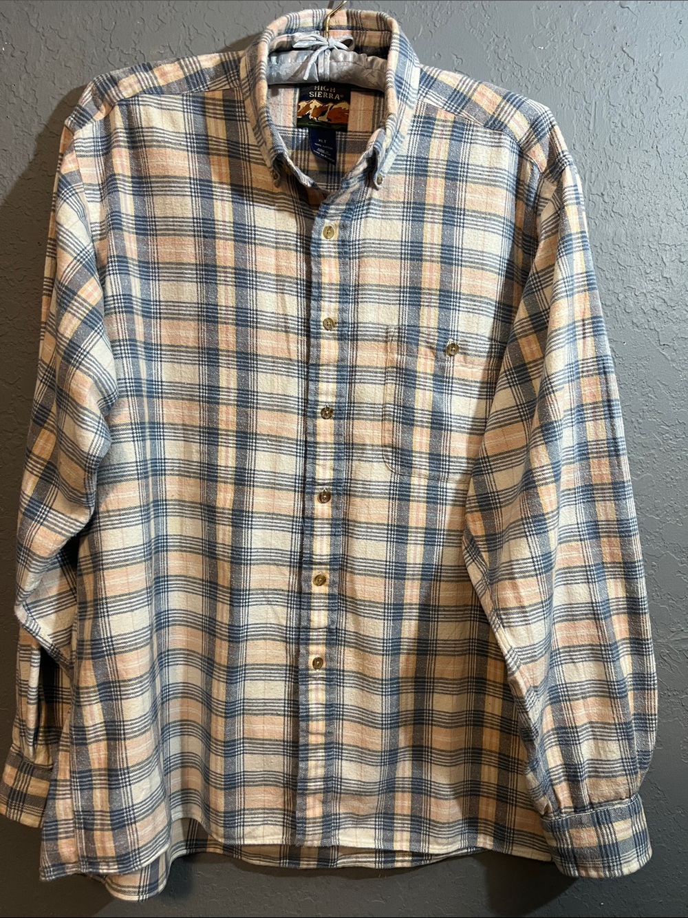 High Sierra Men's Plaid Button-Down Shirt in Blue & Cream